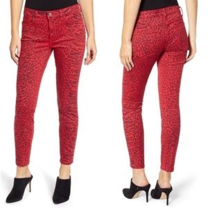 LAST CHANCE - DONATING! Current/Elliot The Stiletto Red Wrap Animal Print Jeans